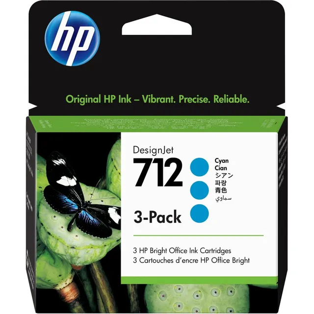 HP 712 3-pack 29-ml Cyan DesignJet Ink Kartric (3ED77A)