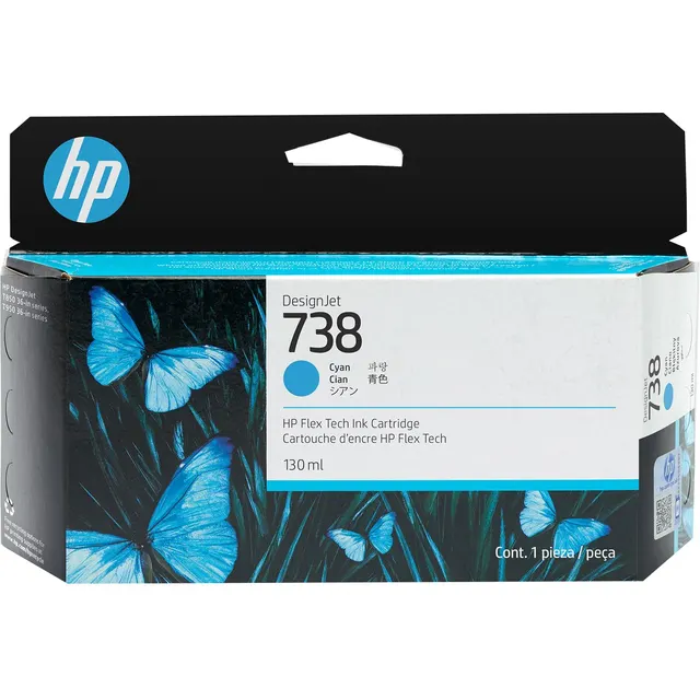 HP 738 130-ml Cyan DesignJet Ink Kartric (498N5A)