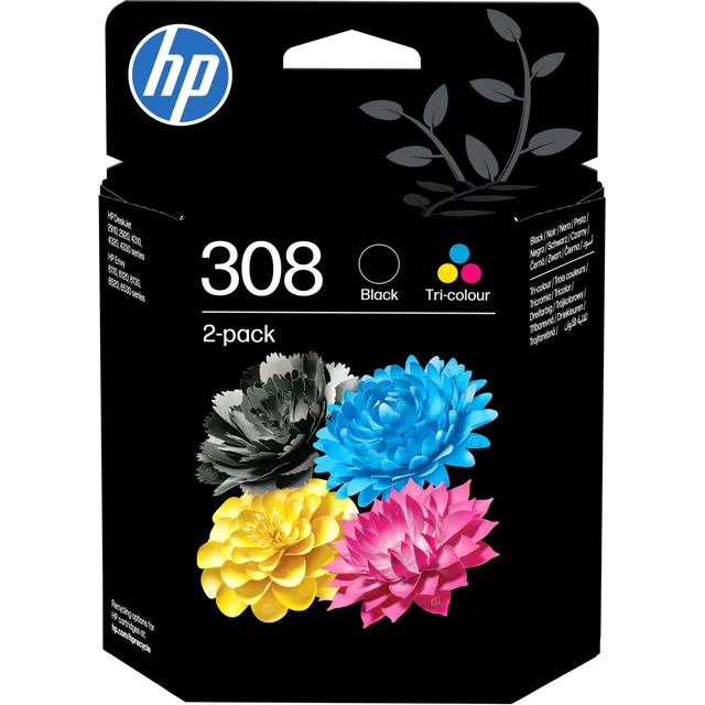 HP 308 Black/Tri-Color Ink Kartric Combo 2-Pack (6L6S6UE)