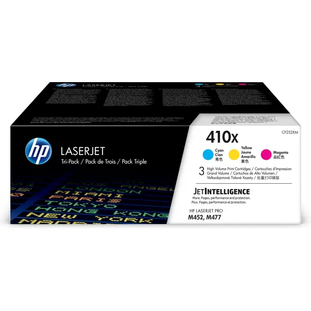 HP 410X 3-pack High Yield Cyan/Magenta/Yellow Original LaserJet Toner Kartric (CF252XM)