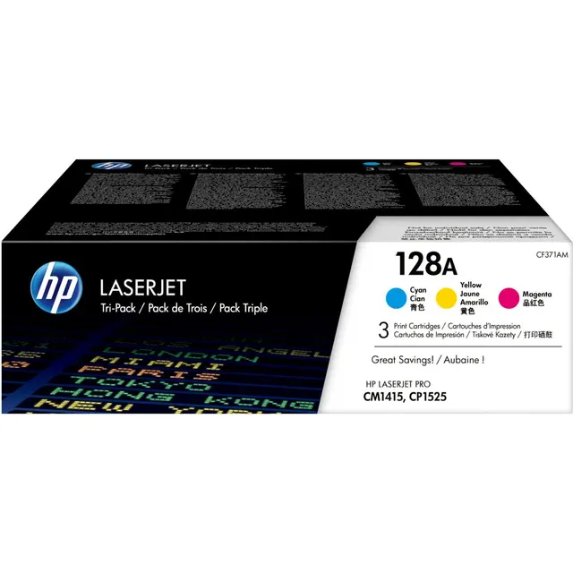 HP 128A 3-pack Cyan/Magenta/Yellow Original LaserJet Toner Kartric (CF371AM)